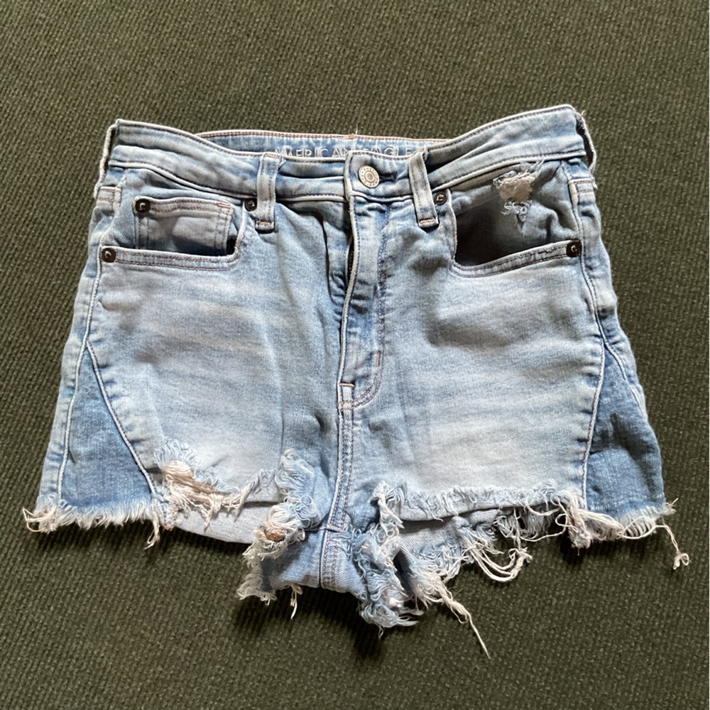American Eagle Outfitters Blue Distressed Jean Shorts